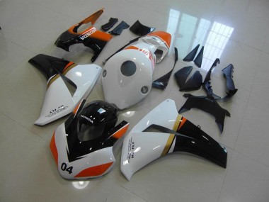 2008-2011 White and Black and Orange Race Honda CBR1000RR Fairings
