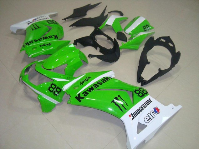 2008-2012 Green and White Kawasaki Ninja ZX250R Fairings 2008-2012 Green and White Kawasaki Ninja ZX250R Fairings