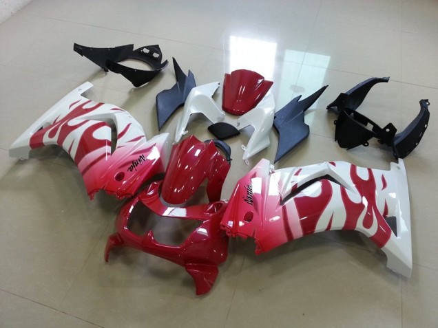 2008-2012 Pink Red Flame Kawasaki Ninja ZX250R Fairings 2008-2012 Pink Red Flame Kawasaki Ninja ZX250R Fairings