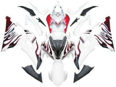 2008-2016 White Red Flame R6 Yamaha YZF R6 Fairings
