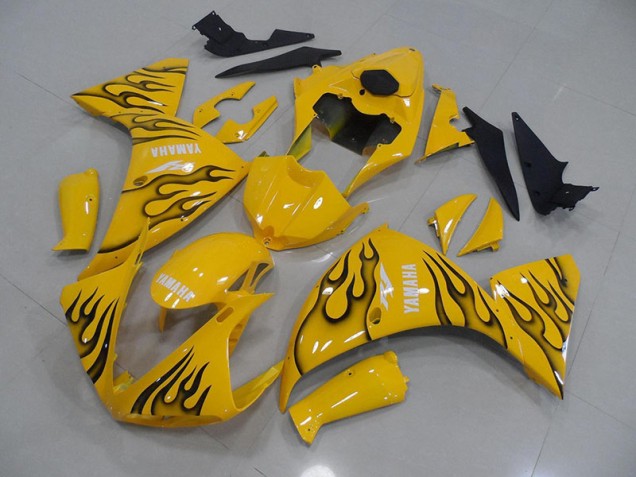 2009-2011 Yellow Black Flame Yamaha YZF R1 Fairings 2009-2011 Yellow Black Flame Yamaha YZF R1 Fairings