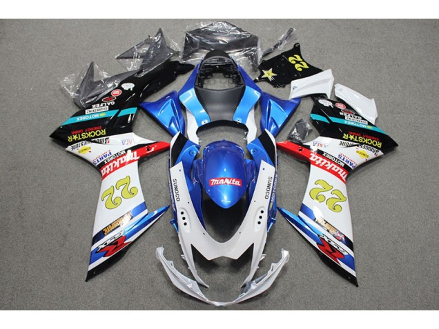 2011-2020 Rockstar 22 Blue White Red Suzuki GSXR600 Fairings 2011-2020 Rockstar 22 Blue White Red Suzuki GSXR600 Fairings